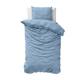100% Cotton Muslin Duvet Cover Set Mousseline | Blue | Single Long - 140cm (W) x 200cm (L) - The Bedding & Blankets Store