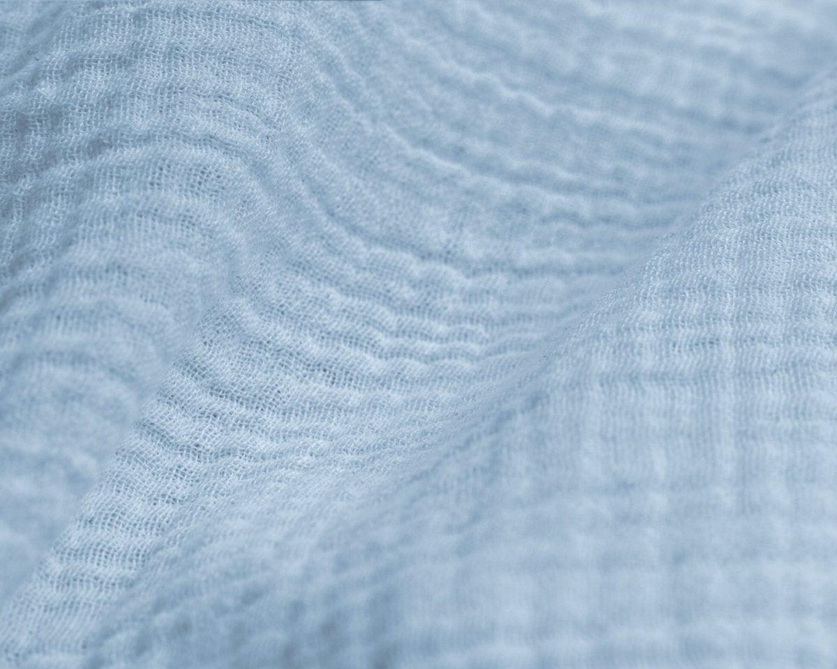 100% Cotton Muslin Duvet Cover Set Mousseline | Blue | Single Long - 140cm (W) x 200cm (L) - The Bedding & Blankets Store