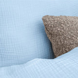 100% Cotton Muslin Duvet Cover Set Mousseline | Blue | Single Long - 140cm (W) x 200cm (L) - The Bedding & Blankets Store
