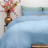 100% Cotton Muslin Duvet Cover Set Mousseline | Blue | Single Long - 140cm (W) x 200cm (L) - The Bedding & Blankets Store