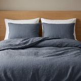 100% Cotton Muslin Duvet Cover Set Mousseline | Midnight Blue | Single - 140cm (W) x 220/240cm (L) - The Bedding & Blankets Store