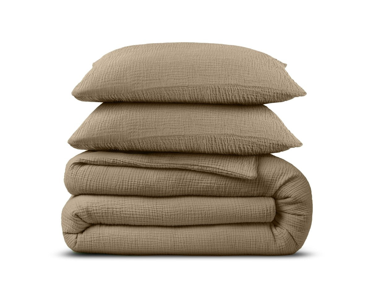 100% Cotton Muslin Duvet Cover Set Mousseline | Nude Skin | King - 240cm (W) x 200/220cm (L) - The Bedding & Blankets Store