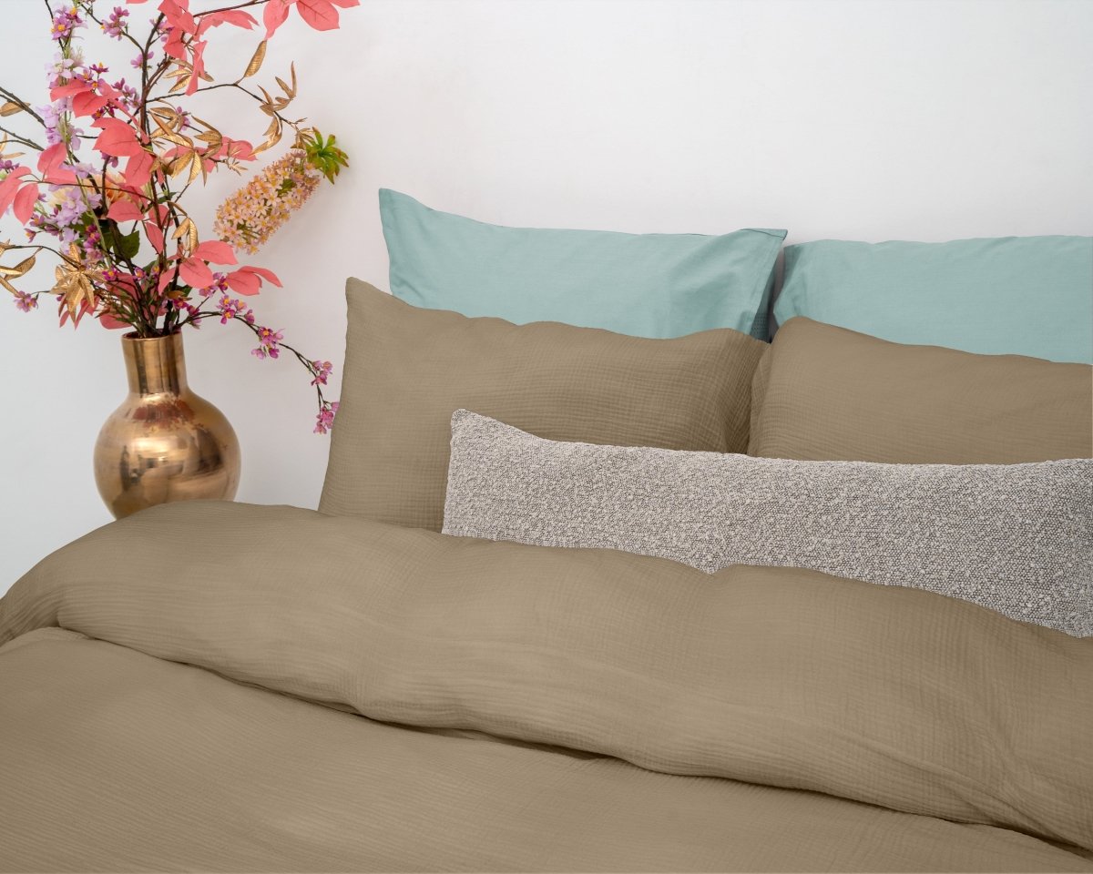 100% Cotton Muslin Duvet Cover Set Mousseline | Nude Skin | King - 240cm (W) x 200/220cm (L) - The Bedding & Blankets Store
