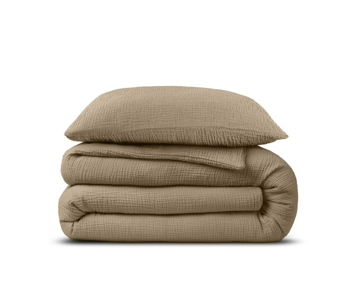 100% Cotton Muslin Duvet Cover Set Mousseline | Nude Skin | King - 240cm (W) x 200/220cm (L) - The Bedding & Blankets Store