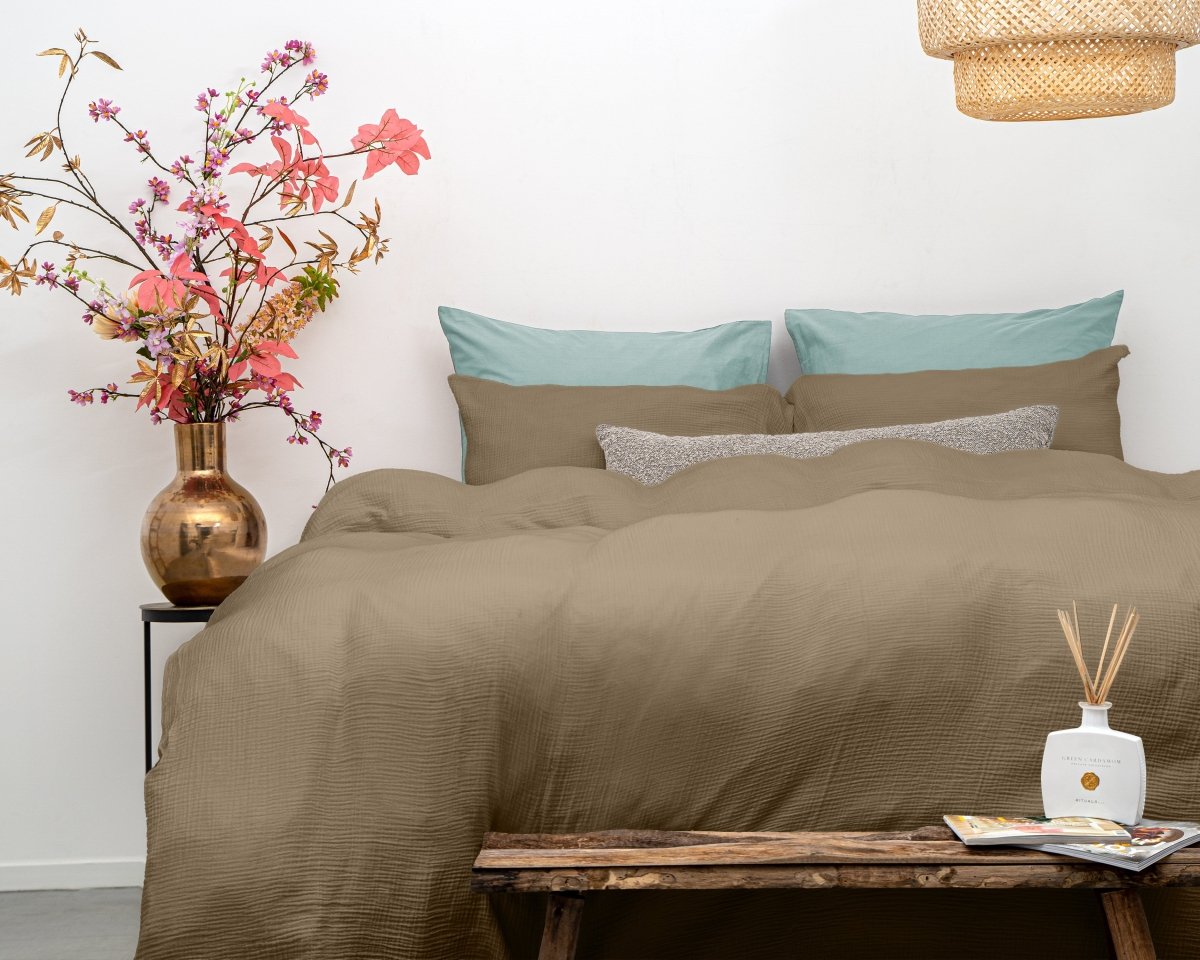 100% Cotton Muslin Duvet Cover Set Mousseline | Nude Skin | King - 240cm (W) x 200/220cm (L) - The Bedding & Blankets Store