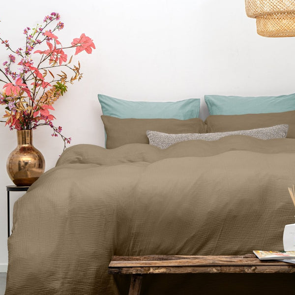 100% Cotton Muslin Duvet Cover Set Mousseline | Nude Skin | King - 240cm (W) x 200/220cm (L) - The Bedding & Blankets Store