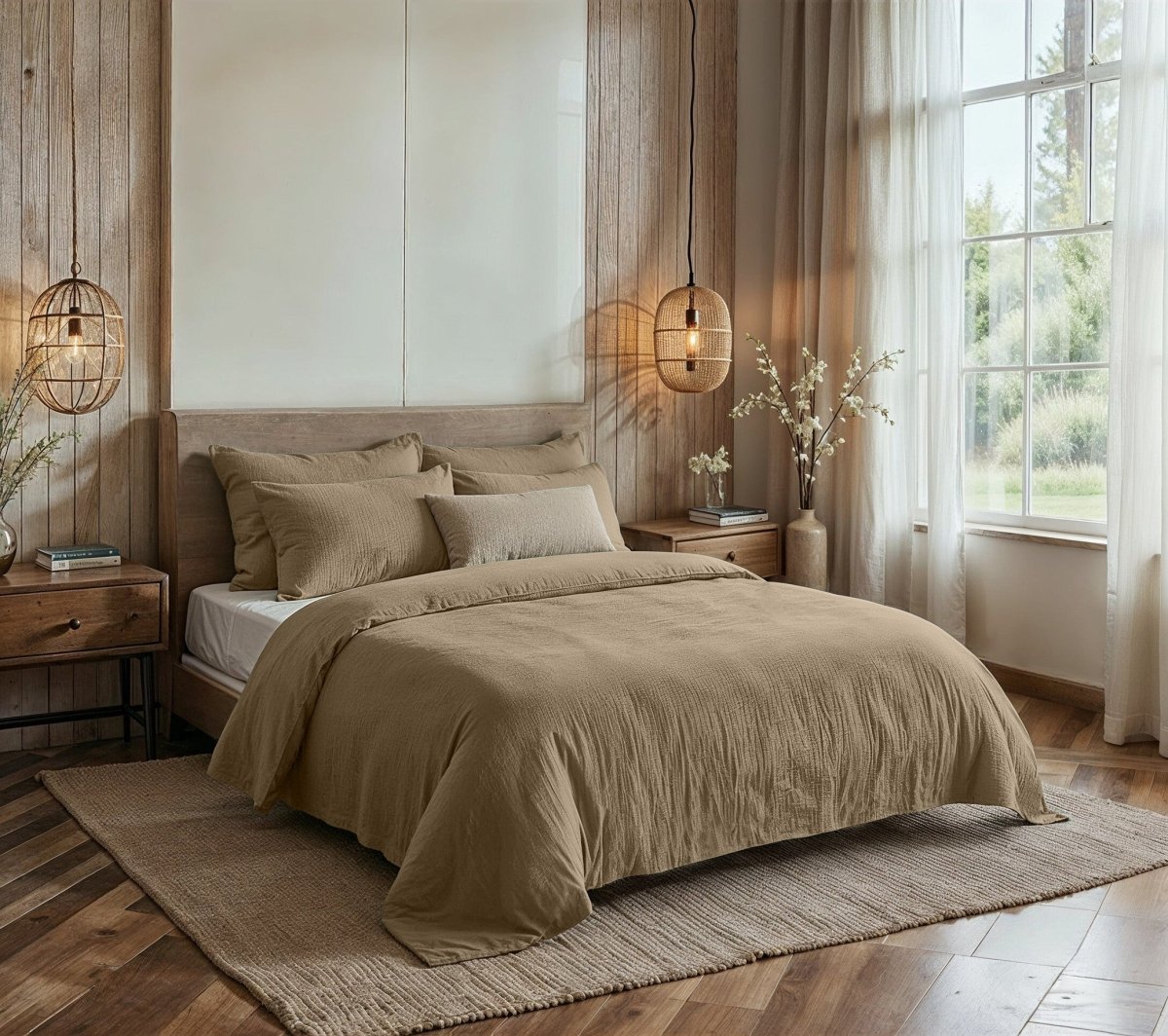 100% Cotton Muslin Duvet Cover Set Mousseline | Nude Skin | King - 240cm (W) x 200/220cm (L) - The Bedding & Blankets Store