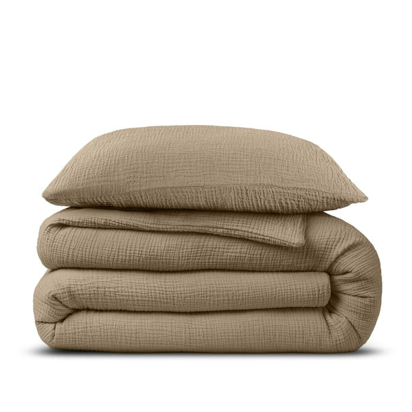 100% Cotton Muslin Duvet Cover Set Mousseline | Nude Skin | King - 240cm (W) x 200/220cm (L) - The Bedding & Blankets Store