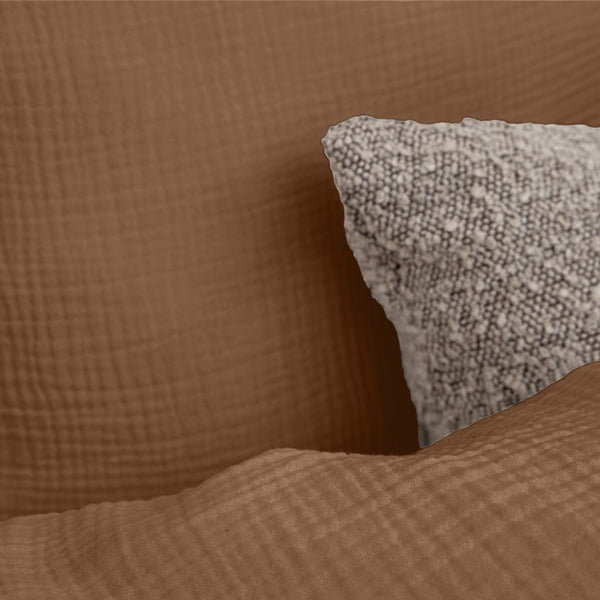 100% Cotton Muslin Duvet Cover Set Mousseline | Terracotta | King - 240cm (W) x 200/220cm (L) - The Bedding & Blankets Store