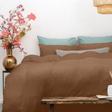 100% Cotton Muslin Duvet Cover Set Mousseline | Terracotta | King - 240cm (W) x 200/220cm (L) - The Bedding & Blankets Store