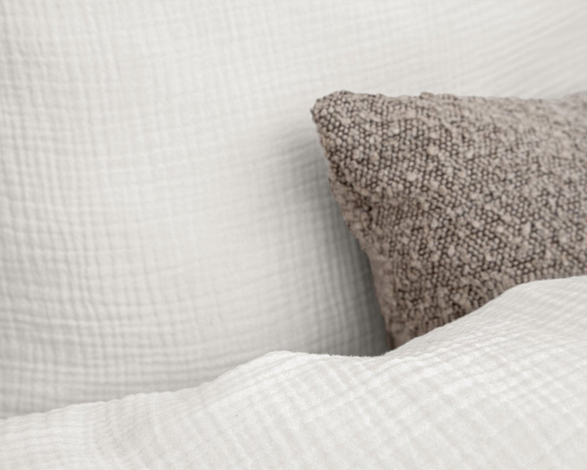 100% Cotton Muslin Duvet Cover Set Mousseline | White | Single Long - 140cm (W) x 200/220cm (L) - The Bedding & Blankets Store