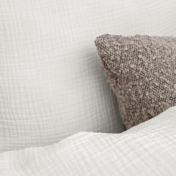 100% Cotton Muslin Duvet Cover Set Mousseline | White | Single Long - 140cm (W) x 200/220cm (L) - The Bedding & Blankets Store