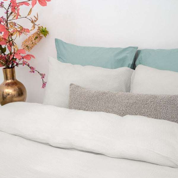 100% Cotton Muslin Duvet Cover Set Mousseline | White | Single Long - 140cm (W) x 200/220cm (L) - The Bedding & Blankets Store