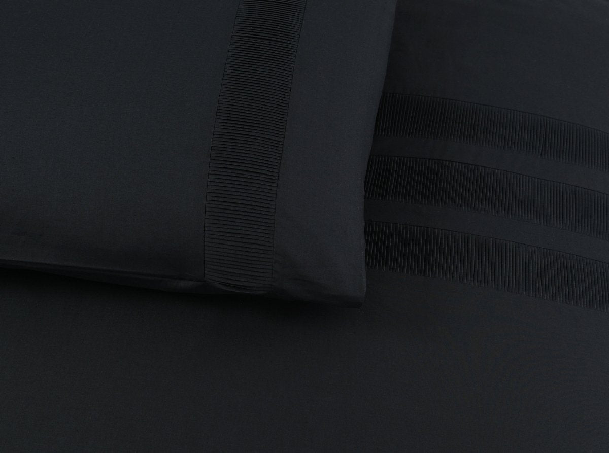 100% Cotton Percale Duvet Cover Set Bali | Black | King Long - 240cm (W) x 220cm (L) - The Bedding & Blankets Store