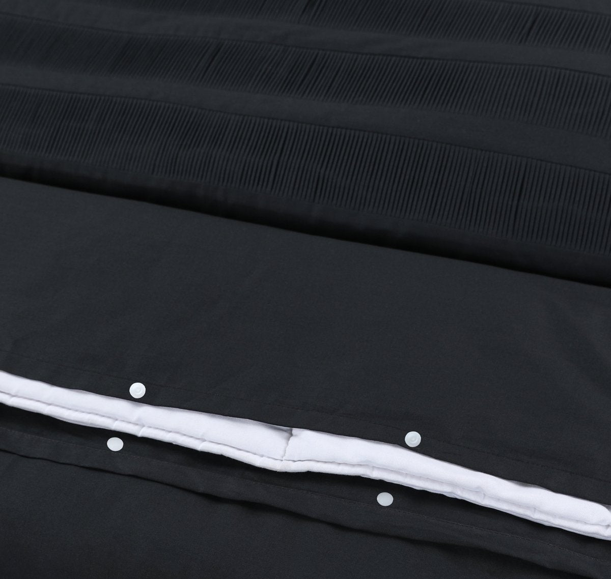 100% Cotton Percale Duvet Cover Set Bali | Black | King Long - 240cm (W) x 220cm (L) - The Bedding & Blankets Store
