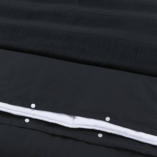 100% Cotton Percale Duvet Cover Set Bali | Black | King Long - 240cm (W) x 220cm (L) - The Bedding & Blankets Store