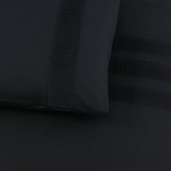 100% Cotton Percale Duvet Cover Set Bali | Black | King Long - 240cm (W) x 220cm (L) - The Bedding & Blankets Store