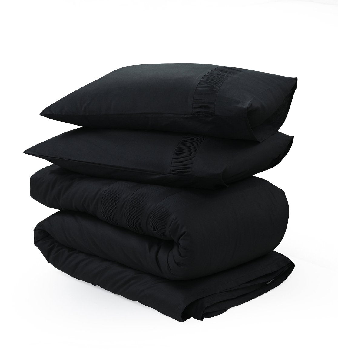 100% Cotton Percale Duvet Cover Set Bali | Black | King Long - 240cm (W) x 220cm (L) - The Bedding & Blankets Store