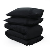 100% Cotton Percale Duvet Cover Set Bali | Black | King Long - 240cm (W) x 220cm (L) - The Bedding & Blankets Store