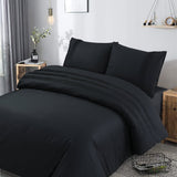100% Cotton Percale Duvet Cover Set Bali | Black | King Long - 240cm (W) x 220cm (L) - The Bedding & Blankets Store
