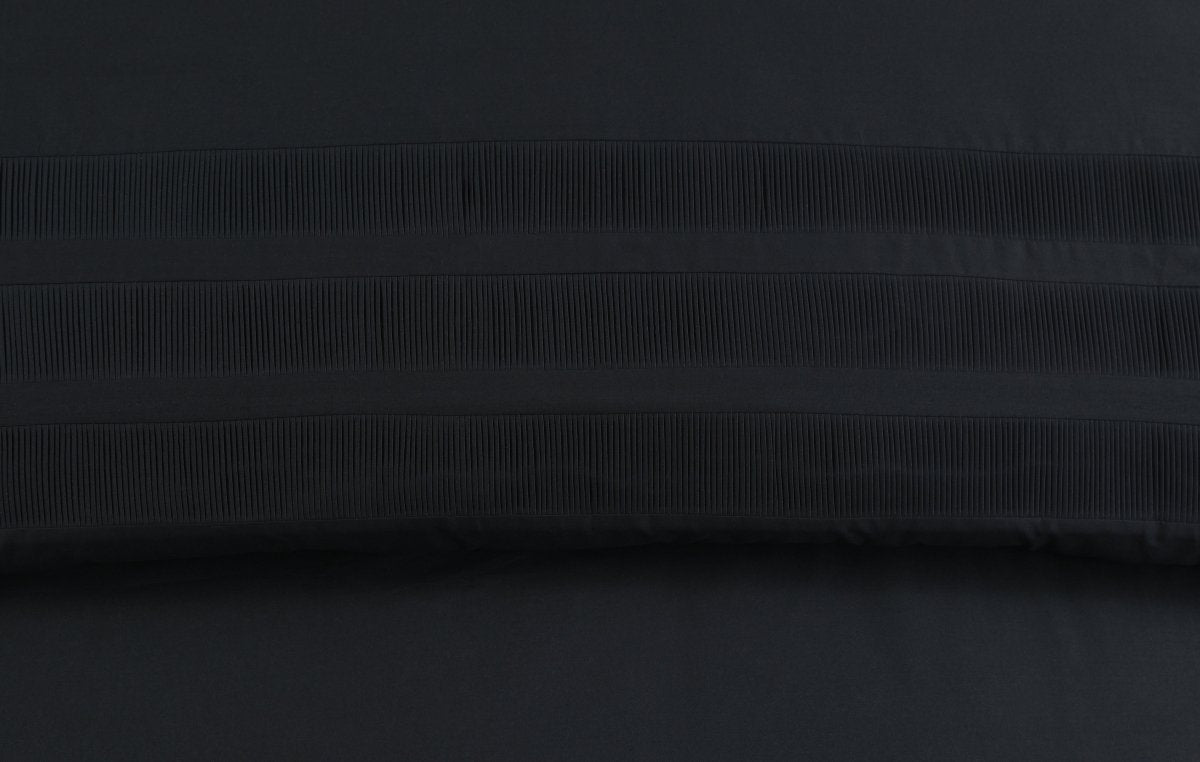 100% Cotton Percale Duvet Cover Set Bali | Black | King Long - 240cm (W) x 220cm (L) - The Bedding & Blankets Store