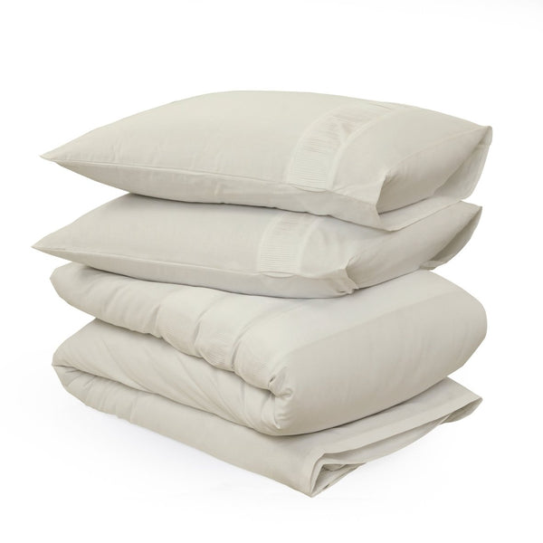 100% Cotton Percale Duvet Cover Set Bali | Cream | King Long - 240cm (W) x 220cm (L) - The Bedding & Blankets Store