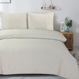100% Cotton Percale Duvet Cover Set Bali | Cream | King Long - 240cm (W) x 220cm (L) - The Bedding & Blankets Store