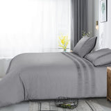 100% Cotton Percale Duvet Cover Set Bali | Grey | King Long - 240cm (W) x 220cm (L) - The Bedding & Blankets Store