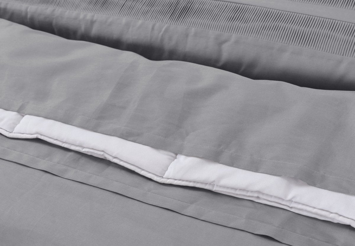 100% Cotton Percale Duvet Cover Set Bali | Grey | King Long - 240cm (W) x 220cm (L) - The Bedding & Blankets Store