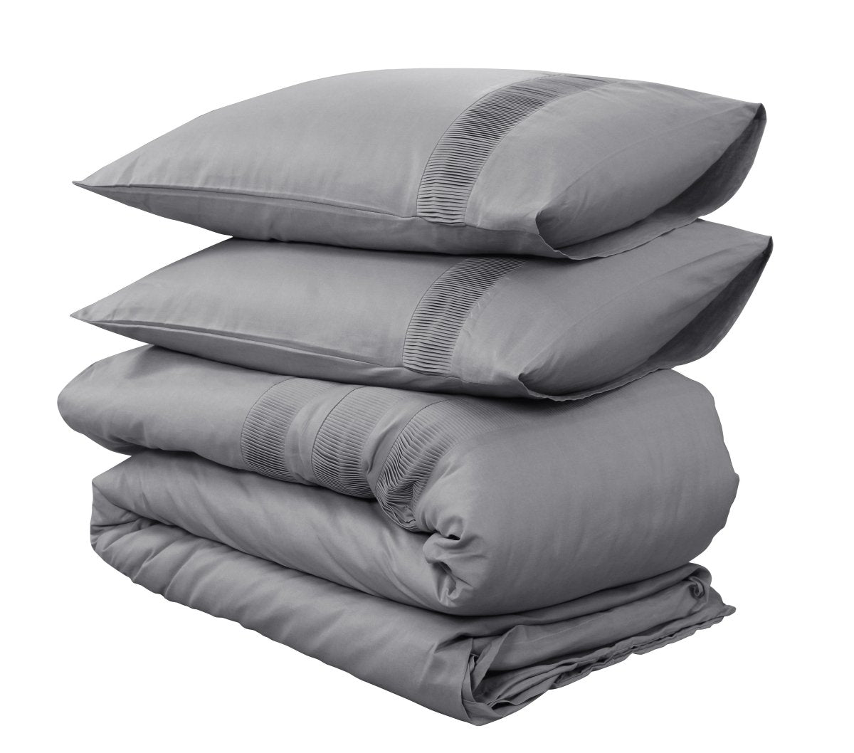100% Cotton Percale Duvet Cover Set Bali | Grey | King Long - 240cm (W) x 220cm (L) - The Bedding & Blankets Store