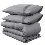 100% Cotton Percale Duvet Cover Set Bali | Grey | King Long - 240cm (W) x 220cm (L) - The Bedding & Blankets Store