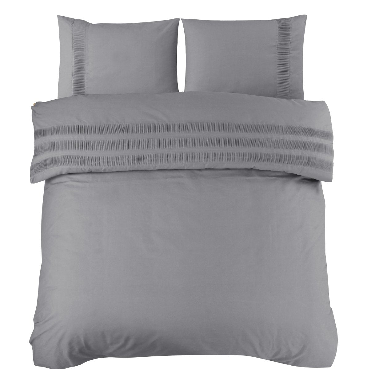 100% Cotton Percale Duvet Cover Set Bali | Grey | King Long - 240cm (W) x 220cm (L) - The Bedding & Blankets Store
