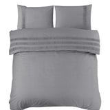 100% Cotton Percale Duvet Cover Set Bali | Grey | King Long - 240cm (W) x 220cm (L) - The Bedding & Blankets Store