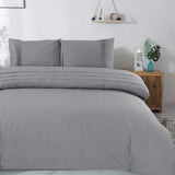 100% Cotton Percale Duvet Cover Set Bali | Grey | King Long - 240cm (W) x 220cm (L) - The Bedding & Blankets Store