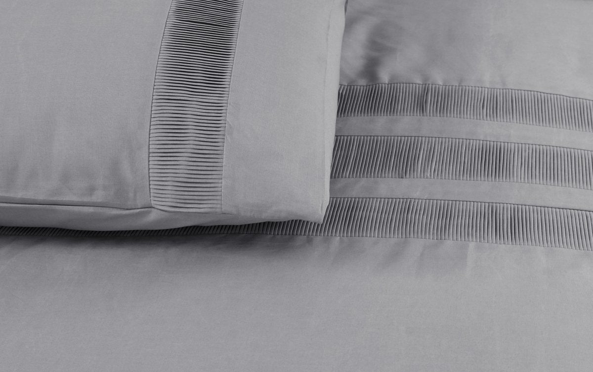 100% Cotton Percale Duvet Cover Set Bali | Grey | King Long - 240cm (W) x 220cm (L) - The Bedding & Blankets Store