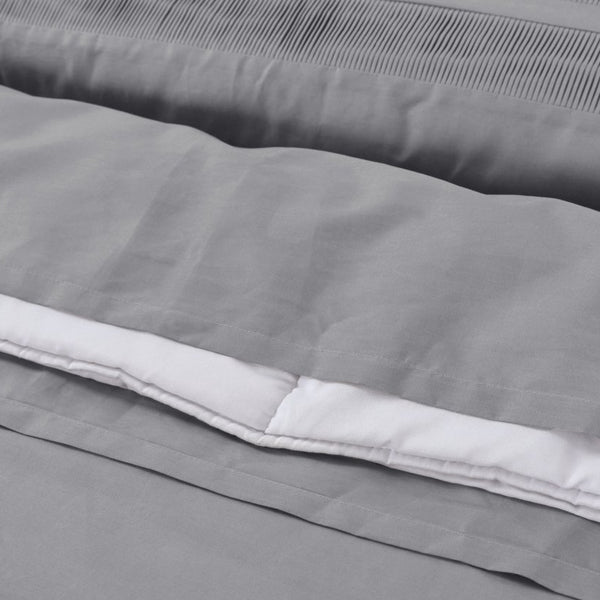 100% Cotton Percale Duvet Cover Set Bali | Grey | King Long - 240cm (W) x 220cm (L) - The Bedding & Blankets Store