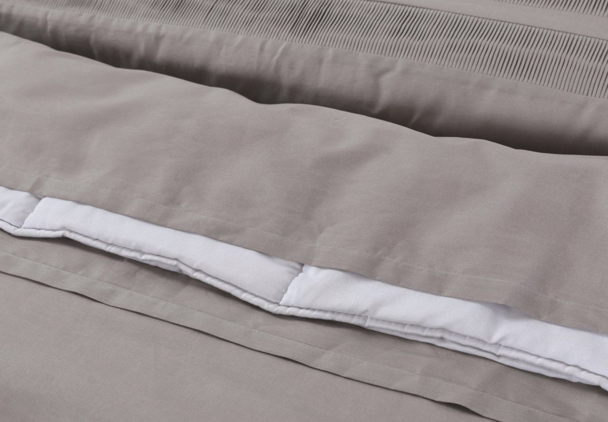 100% Cotton Percale Duvet Cover Set Bali | Taupe | King Long - 240cm (W) x 220cm (L) - The Bedding & Blankets Store