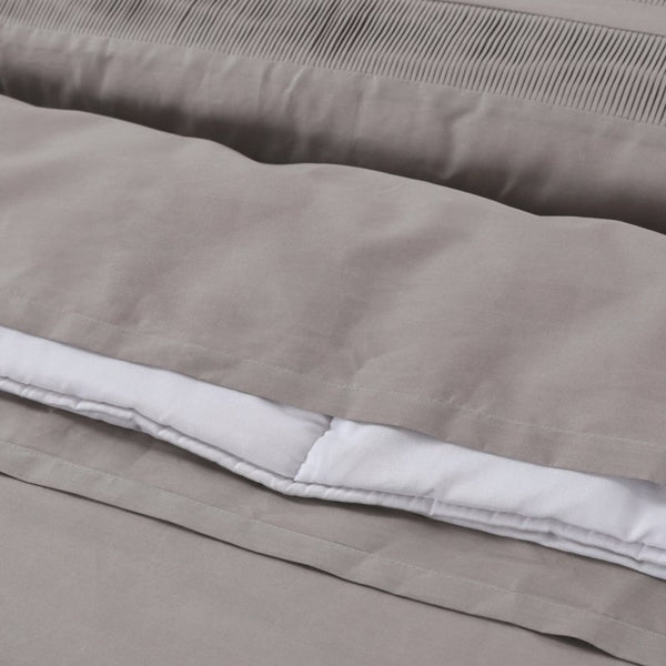 100% Cotton Percale Duvet Cover Set Bali | Taupe | King Long - 240cm (W) x 220cm (L) - The Bedding & Blankets Store