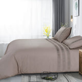 100% Cotton Percale Duvet Cover Set Bali | Taupe | King Long - 240cm (W) x 220cm (L) - The Bedding & Blankets Store