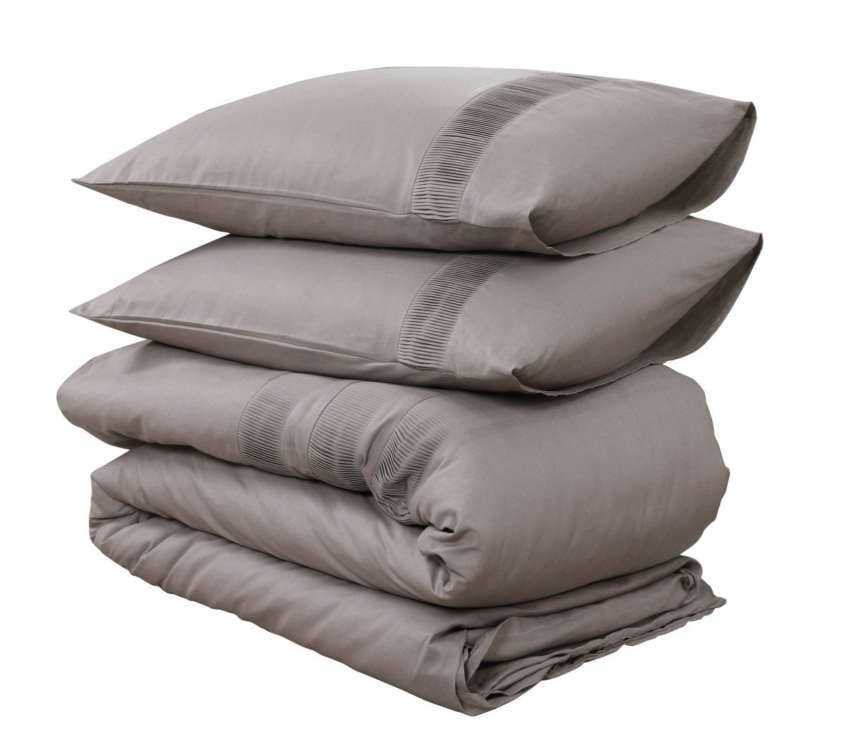 100% Cotton Percale Duvet Cover Set Bali | Taupe | King Long - 240cm (W) x 220cm (L) - The Bedding & Blankets Store