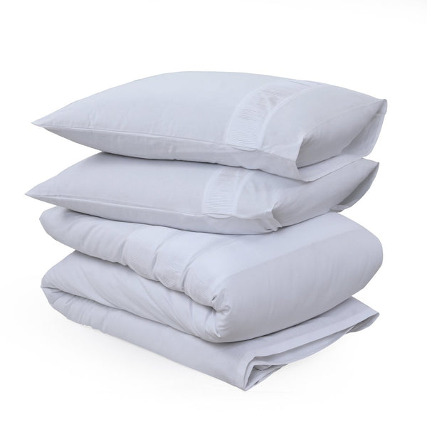 100% Cotton Percale Duvet Cover Set Bali | White | King Long - 240cm (W) x 220cm (L) - The Bedding & Blankets Store