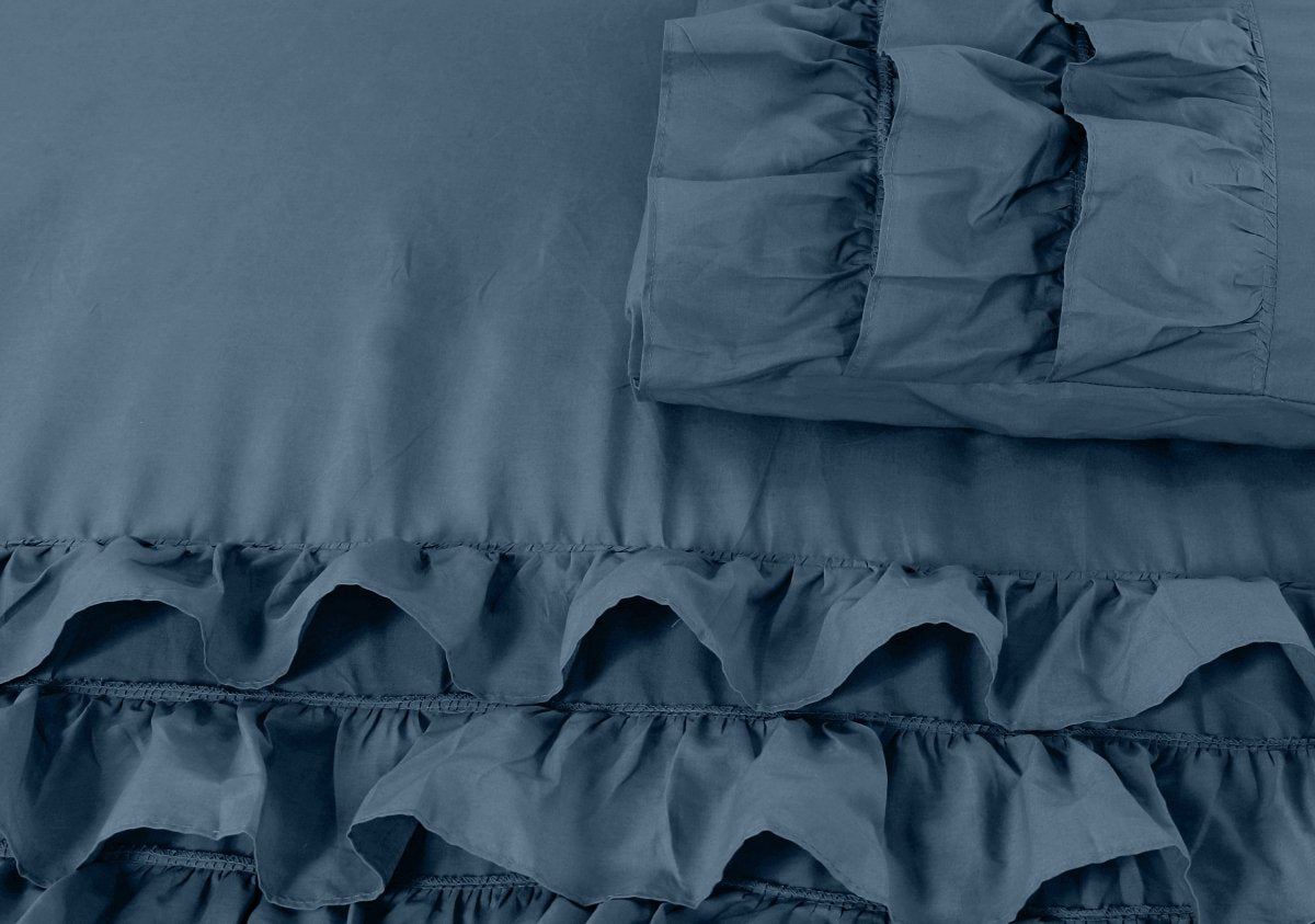 100% Cotton Percale Duvet Cover Set Cyprus | Blue | King Long - 240cm (W) x 220cm (L) - The Bedding & Blankets Store