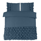 100% Cotton Percale Duvet Cover Set Cyprus | Blue | King Long - 240cm (W) x 220cm (L) - The Bedding & Blankets Store