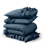 100% Cotton Percale Duvet Cover Set Cyprus | Blue | King Long - 240cm (W) x 220cm (L) - The Bedding & Blankets Store