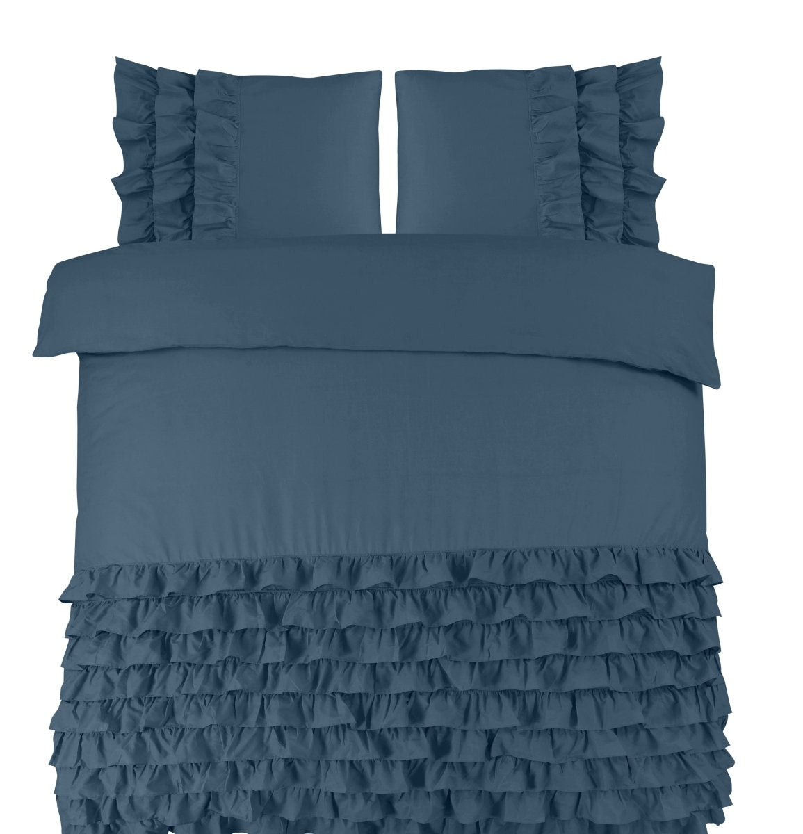 100% Cotton Percale Duvet Cover Set Cyprus | Blue | King Long - 240cm (W) x 220cm (L) - The Bedding & Blankets Store