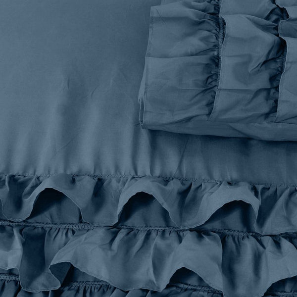 100% Cotton Percale Duvet Cover Set Cyprus | Blue | King Long - 240cm (W) x 220cm (L) - The Bedding & Blankets Store