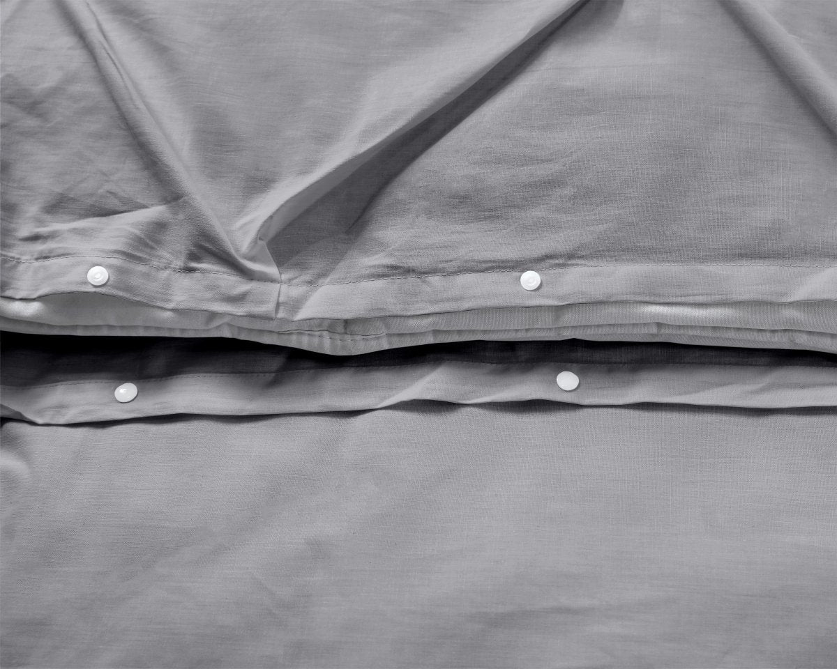 100% Cotton Pintuck Duvet Cover Set Salvador | Grey | King Long - 240cm (W) x 220cm (L) - The Bedding & Blankets Store