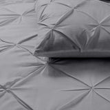 100% Cotton Pintuck Duvet Cover Set Salvador | Grey | King Long - 240cm (W) x 220cm (L) - The Bedding & Blankets Store