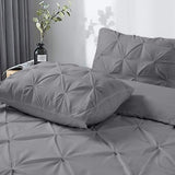 100% Cotton Pintuck Duvet Cover Set Salvador | Grey | King Long - 240cm (W) x 220cm (L) - The Bedding & Blankets Store