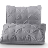 100% Cotton Pintuck Duvet Cover Set Salvador | Grey | King Long - 240cm (W) x 220cm (L) - The Bedding & Blankets Store